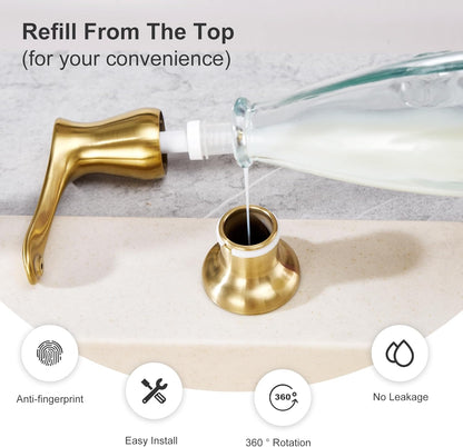 GAGALIFE Kitchen Sink Soap Dispenser Brushed Nickel, Under Sink Soap Dispenser with 40" Silicone Extension Tube Kit,Say Goodbye to Frequent Refills