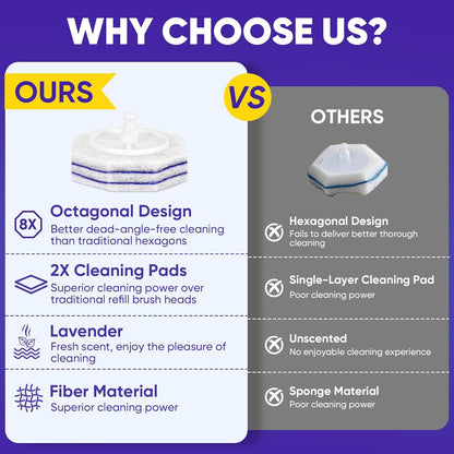 30Ct Aromative Toilet Brush Refills, Toilet Bowl Cleaner Refills, Double-Layer Cleaning Pads Added, Disposable Refill Heads for Toilet Bowl Cleaner Wands，Lemon, Blue Ocean, Lavender （Patented）