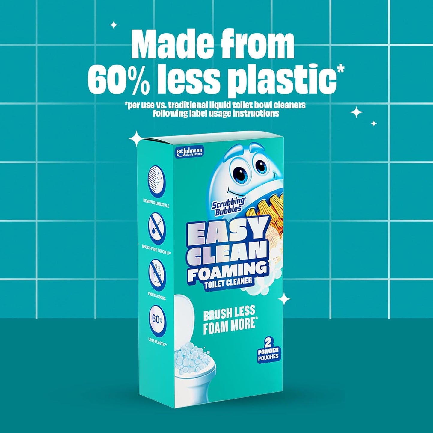 Scrubbing Bubbles Easy Clean Foaming Toilet Bowl Cleaner, Easy Toilet Drop In Powder Pouches, 100g (5 Pouches)