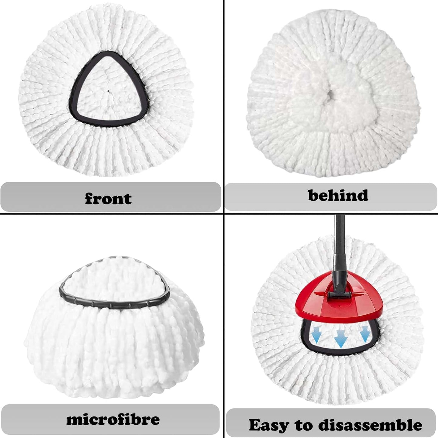 4 Pack Mop Replacement Heads for O-Ceda Mop Replace Head Spin Mop Heads Replacements, Microfiber Spin Mop Refills, Easy Cleaning Mop Head Machine Washable