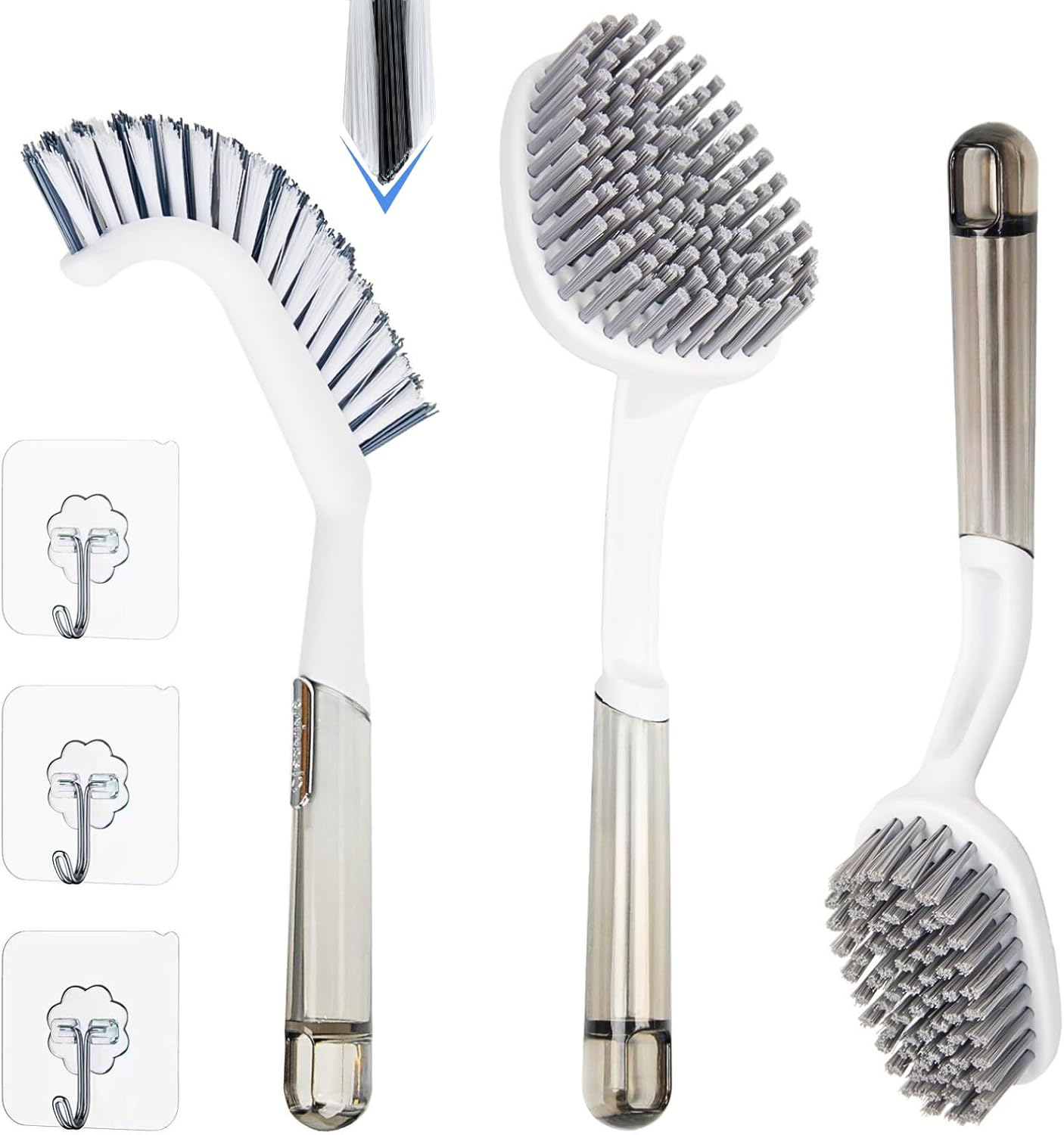 3 Pack Shower Scrub Brush Set – Heavy-Duty Scrub Brushes for Cleaning with Long Handle, Stiff Bristles Grout Brush, Shower Scrubber for Bathroom, Bathtub, Kitchen, Tile, Floor, Grout, Sink & Carpet