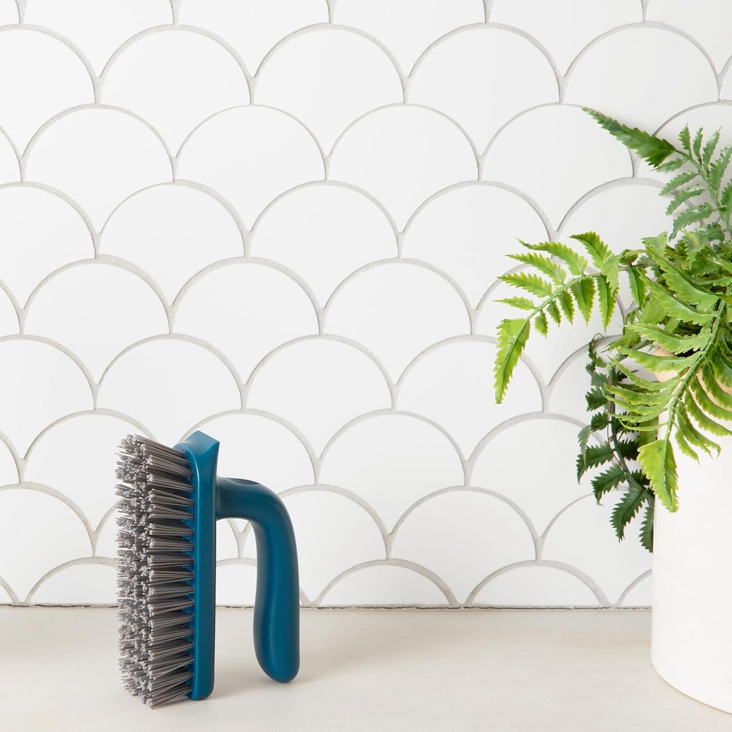Full Circle Clean Ocean Small Grout Brush, Tough Bristles, Cleans Crevices, Sustainably Made 100% From Recycled Ghost Fishing Nets, Safe for Nonstick