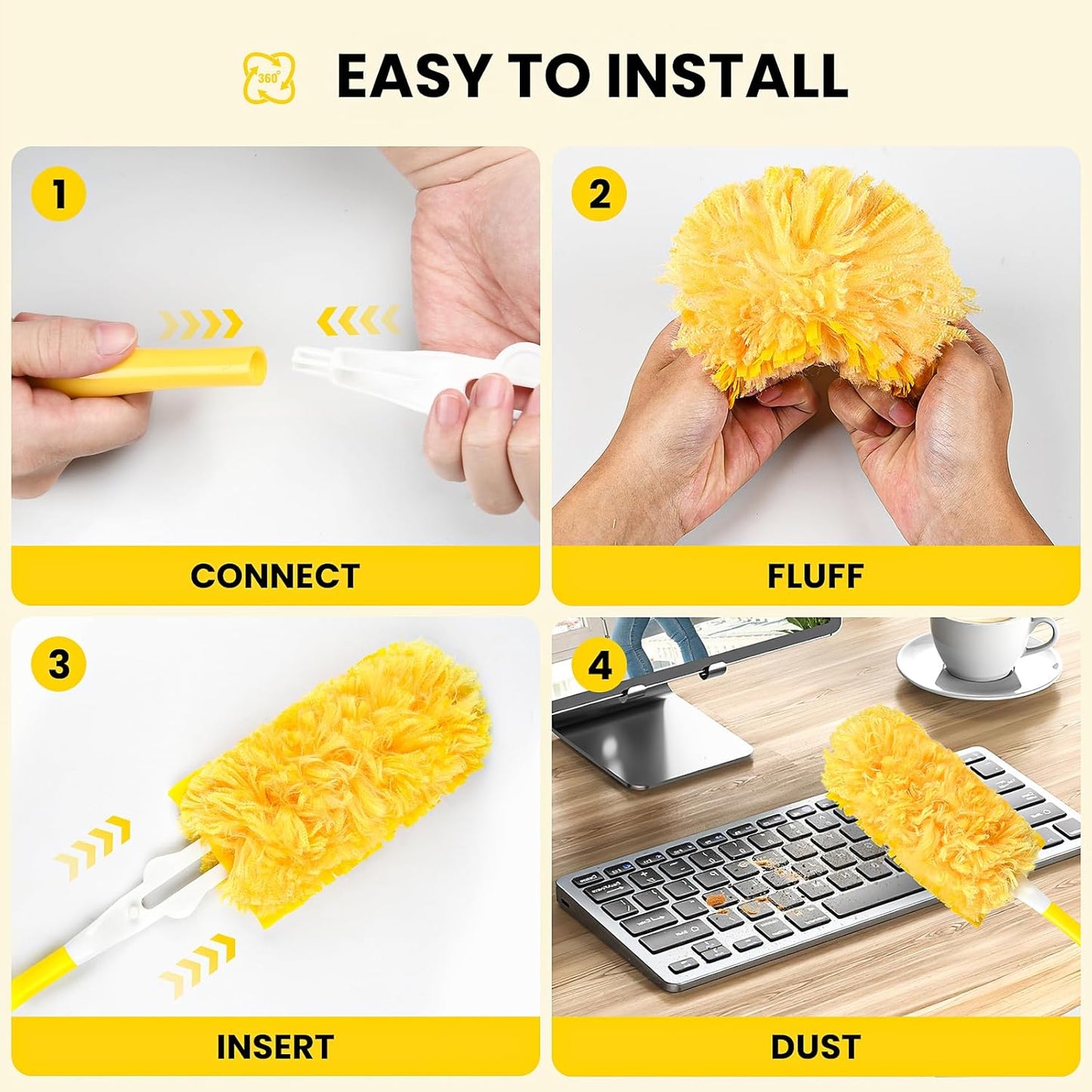 20 Count Feather Dusters Refill for Cleaning, 180 Degree Heavy Duty Duster Replacement Head for Swiffer Duster,Dusting Furniture, Blinds, Ceiling Fans, Helps Remove Allergens