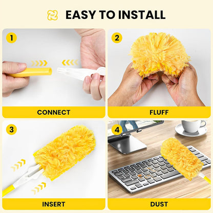 20 Count Feather Dusters Refill for Cleaning, 180 Degree Heavy Duty Duster Replacement Head for Swiffer Duster,Dusting Furniture, Blinds, Ceiling Fans, Helps Remove Allergens