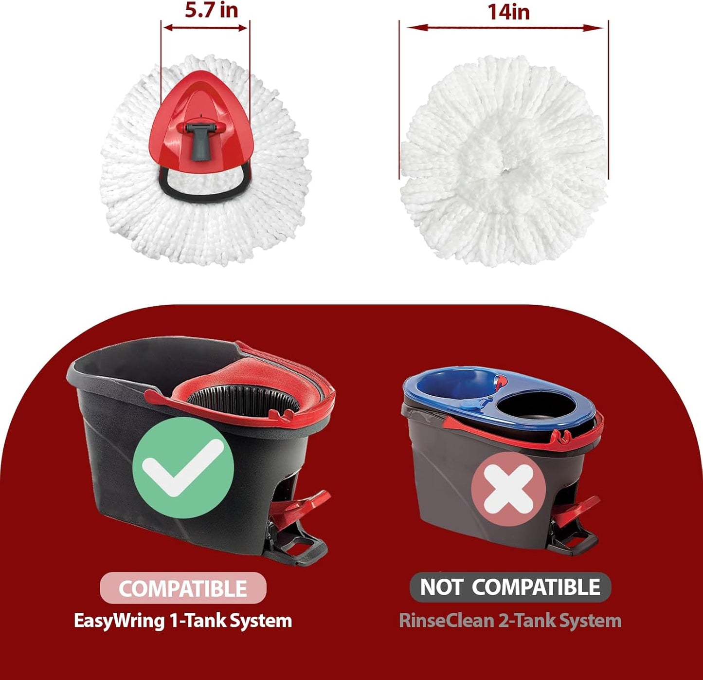 Mop Replace Head, 3 Pack Spin Mop Replacement Head Easywring 1-Tank System, Easy Cleaning, Microfiber, Machine Washable