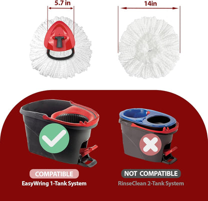 Mop Replace Head, 3 Pack Spin Mop Replacement Head Easywring 1-Tank System, Easy Cleaning, Microfiber, Machine Washable