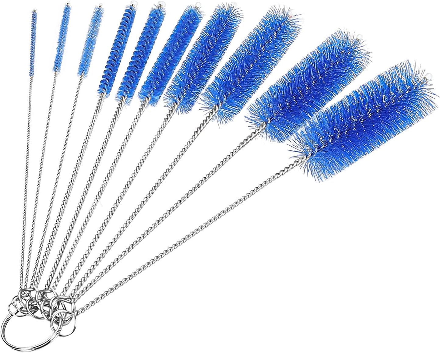 CiaraQ Bottle Cleaning Brushes, 8 Inch Nylon Tube Brush Set, Cleaner for Narrow Neck Bottles Cups with Hook, Set of 10pcs