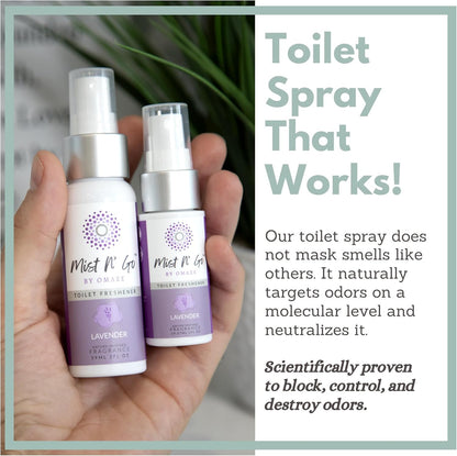 Mist N’ Go by Omaze Travel Bathroom Spray for Toilet Spray Odor Eliminator - Travel Toilet Spray for Bathroom Air Freshener Spray for Bathroom Deodorizer - Clean Mix, Travel Size (1oz x2)