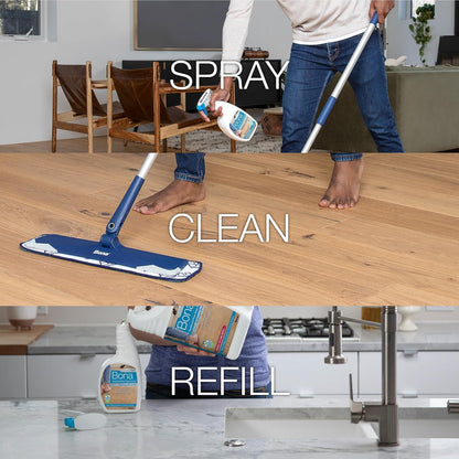 Bona Multi-Surface Floor Cleaner Spray - 32 fl oz - Lemon Mint Scent - Refillable - Residue-Free Floor Cleaning Solution for Stone, Tile, Laminate, and Vinyl Floors