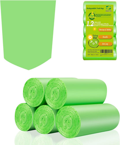 Small Trash Bags 4-6 Gallon, Inwaysin 200 Count Biodegradable Trash Bags 4 Gallon, Extra Strong Small Garbage Bags Unscented, Size Expanded, Green, for Bathroom Bedroom Office Kitchen Trash Can