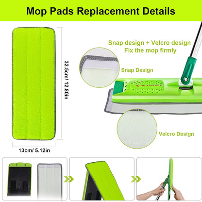 Replacement Microfiber Mop Pads for Libman Rinse 'n Wring Mop and Bucket System, Washable Reusable Wet & Dry Cleaning Refill Head for Multi-Surface Floor-6 Pack
