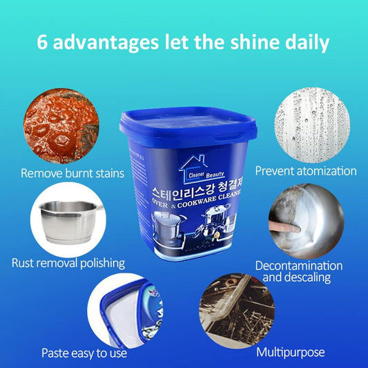 TOKLYUIE Stainless Steel Cleaning Paste 500g,powerful Cookware Rust Removal Cleaning Paste,kitchen Stainless Steel Cleaner,decontamination Paste for Cleaning the Bottom of the Pot (200g)