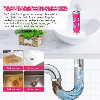 Foaming Drain Cleaner, Sink Cleaner and Deodorizer, Drain Clog Remover for Kitchen Sinks, Tubs, Shower Drains (2 Pcs)