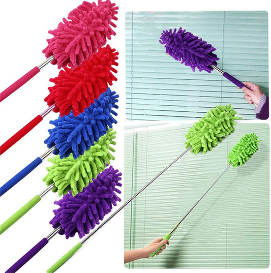 Microfiber Mini Duster Cleaning Brush Dust Cleaner Hand Duster Extendable Handle Soft Fans for Indoor Home Ceiling Cleaning(Green)
