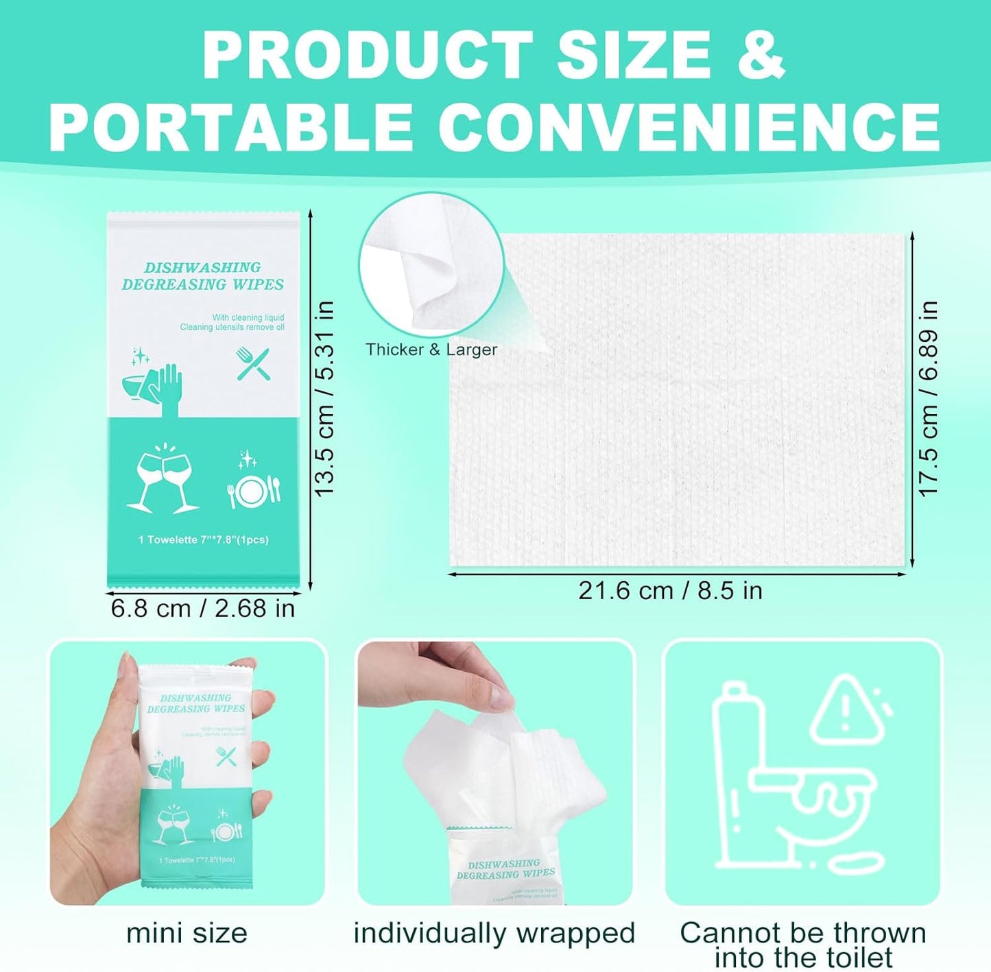 twoworld Disposable Dish Cleaning Wipes,Dish Wipes for Washing Dishes No Waterfor Camping Travel Kitchen Outdoor(pack of 50)