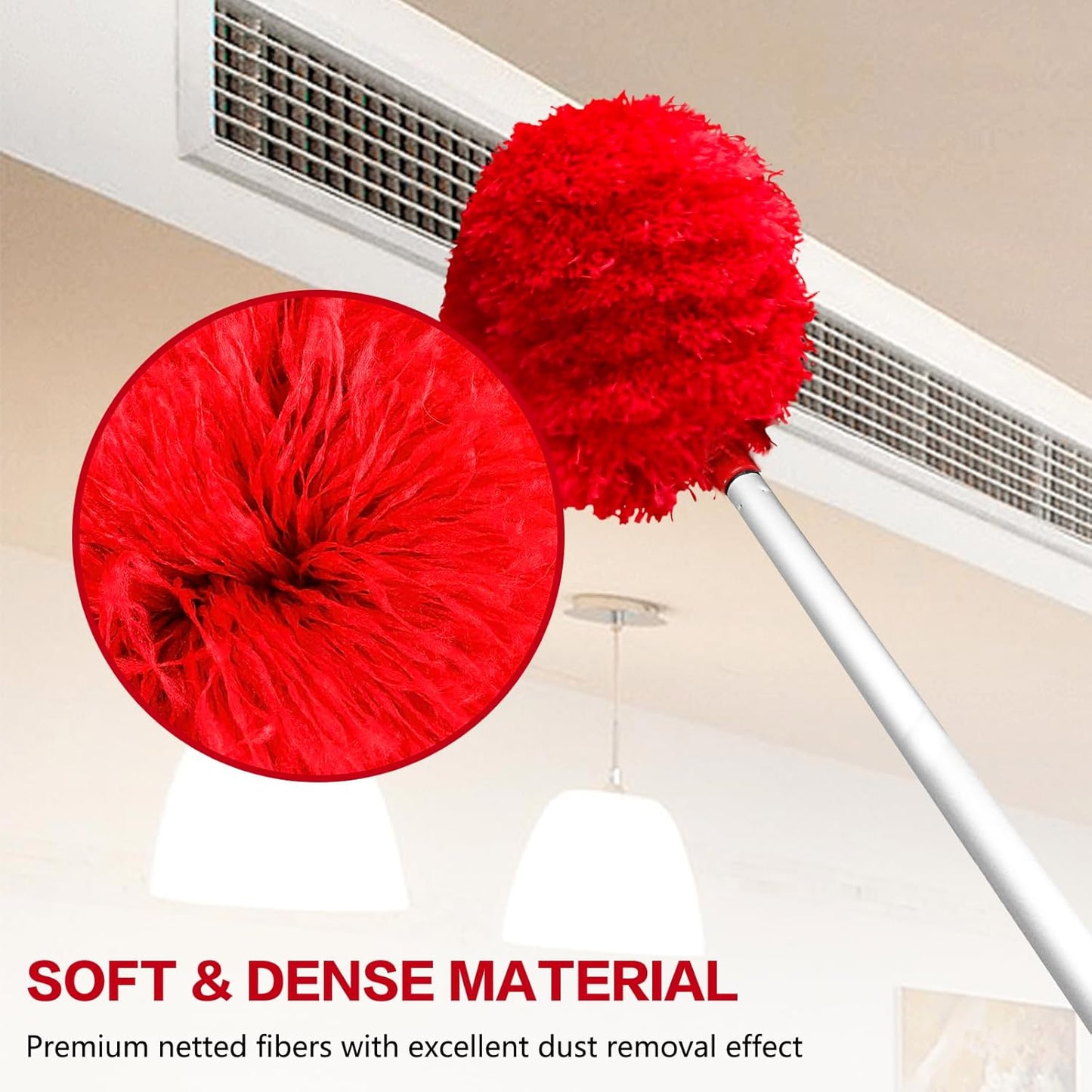 Ceiling Fan Cleaner Duster Reusable Microfiber Ceiling Fan Blade Cleaner Removable Duster with Extension Pole Adjusts 13 to 49.7 Inch for Cleaning Walls Bookshelves Furniture Door Window Top (Blue)