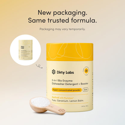 Dirty Labs | Dishwasher Detergent and Booster | Scent Free | 48 Loads (1 lb) | Ultra Clean, Spot Free, Quick Wash Optimized | Hyper Concentrated