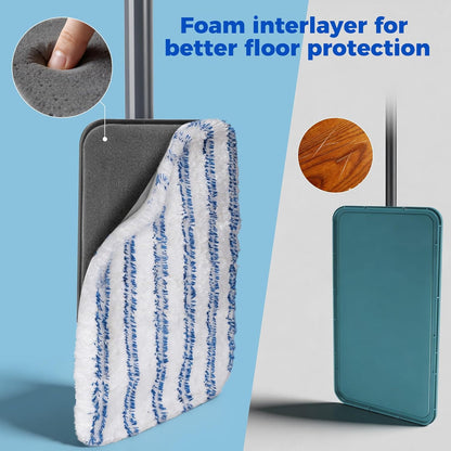 Mops for Floor Cleaning, Masthome Flat Dust Mop with 4 Reusable Pads, 2-Sided Microfiber Dust Mop for Wet & Dry Use, Flat Flip Mops for Hardwood, Laminate, Vinyl,Kitchen, Tile -1 Scraper