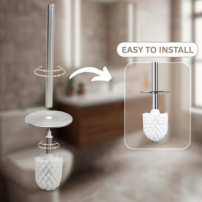 Escenzy Turquoise Green Toilet Brush and Holder Set Mosaic Glass | Non-Rustic Stainless Steel | Practical & Decorative Toilet Bowl Brush and Holder | Luxury Green Bathroom Accessories