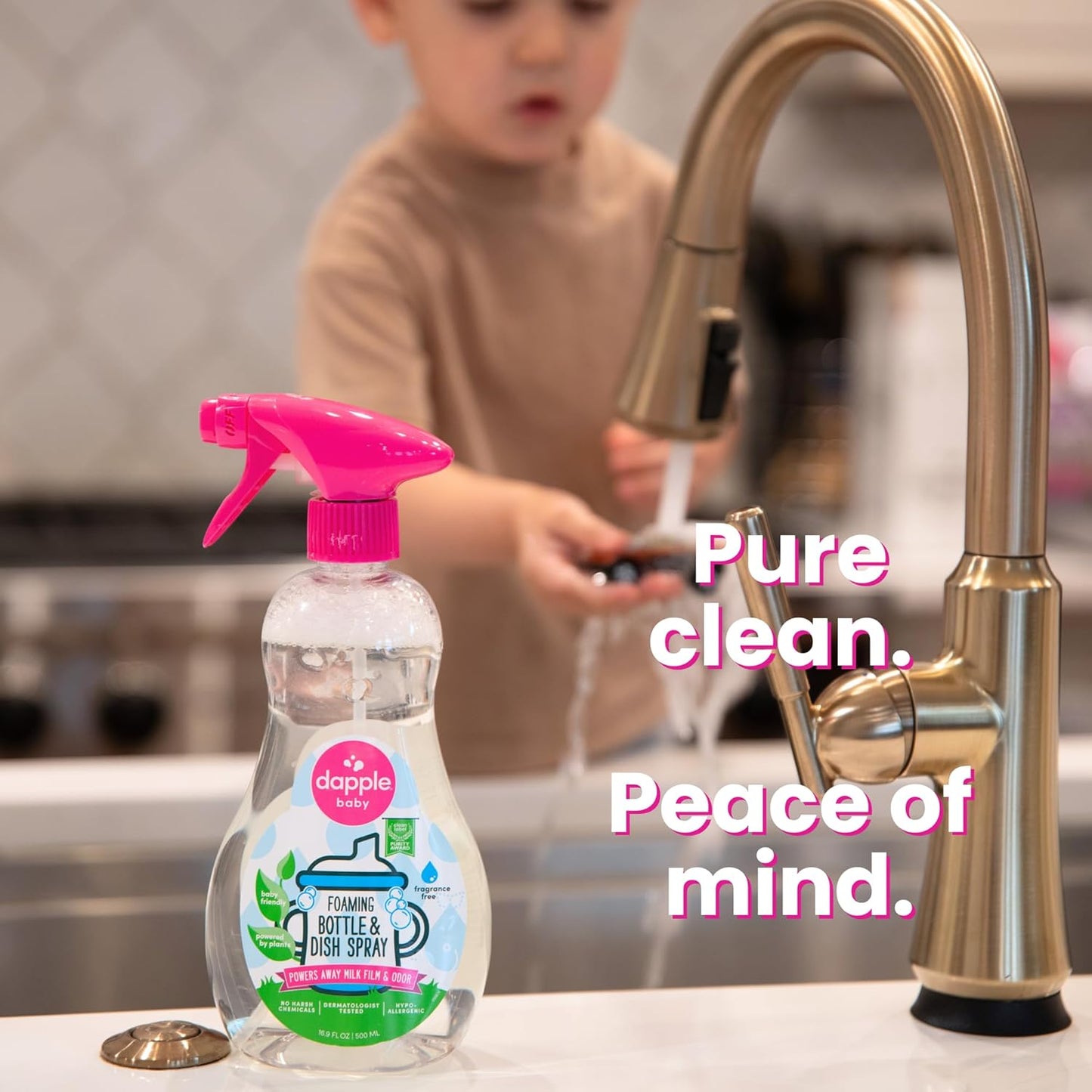 Dapple Baby Fragrance-Free Foaming Baby Bottle & Dish Soap - 13 fl oz - Cleans Bottles, Sippy Cups, Pacifiers, Breast Pumps, & More - Gently Removes Milk Film & Odors - Fragrance Free