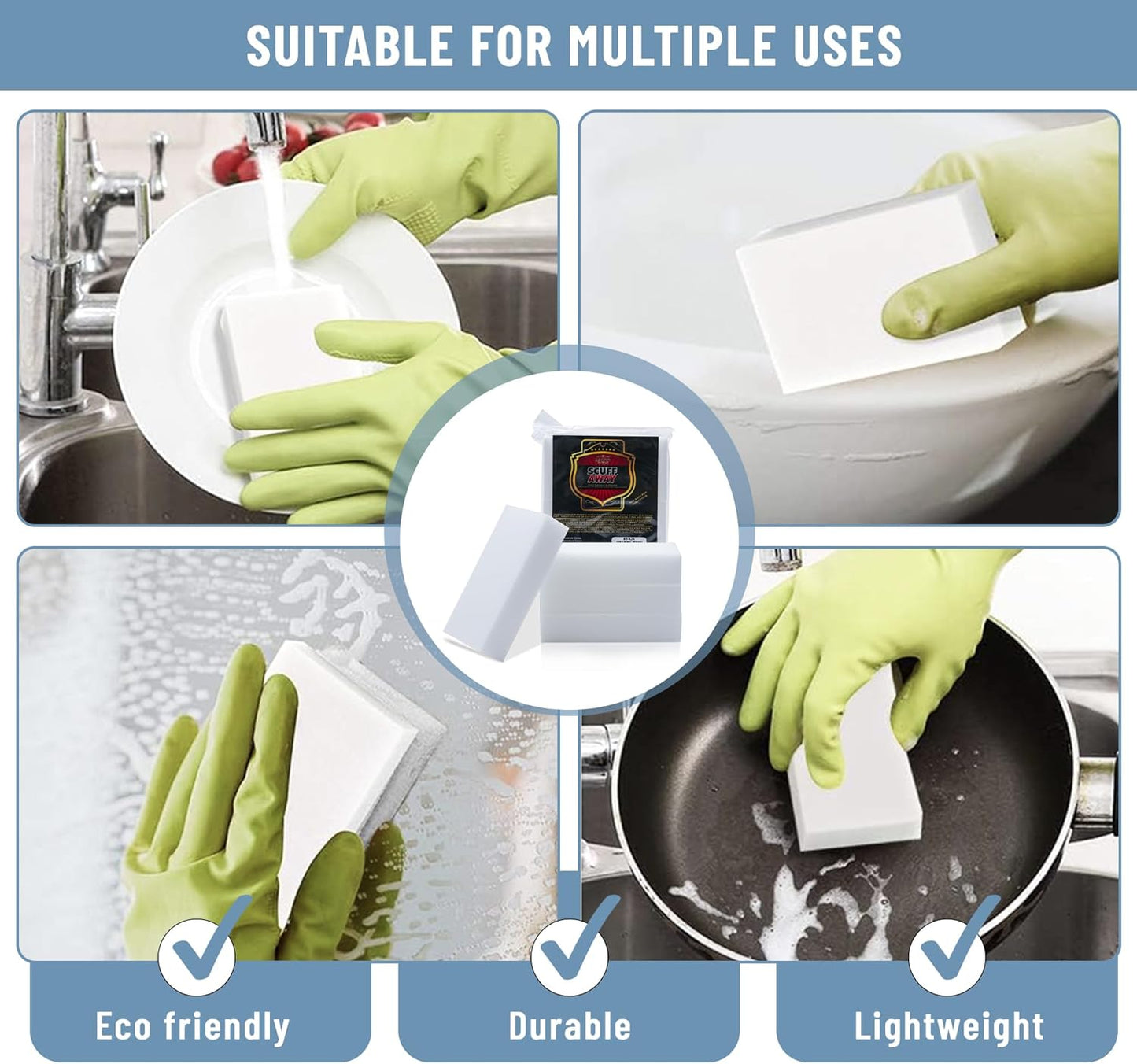 SM Arnold Magic Eraser Melamine Foam Cleaning Sponges, 3 Sets of 4-Pack (Total 12 Pcs) - Multi-Surface Miracle Eraser, Ideal for Home/Office | Easy-to-Use, Chemical-Free, Long-Lasting Cleaning Aid