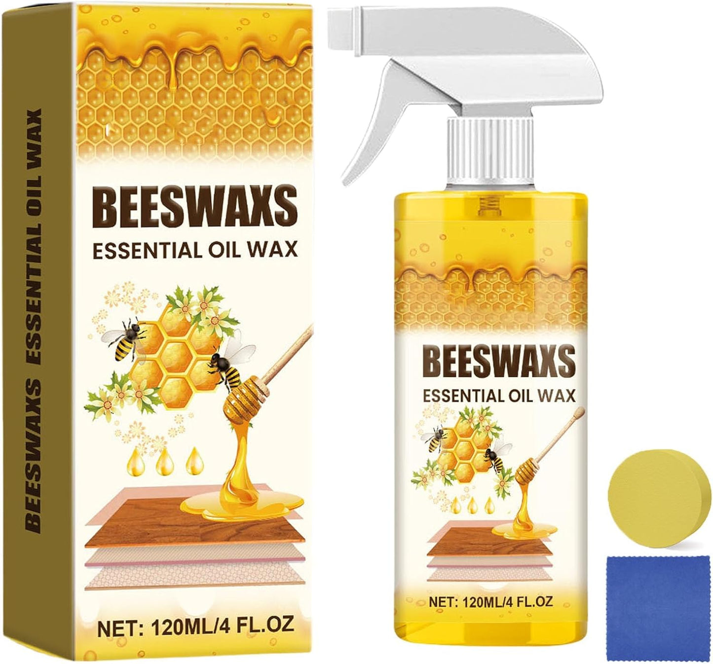 Zavrly Beeswax, Natural Beeswax Furniture Spray, Bees Wax Essential Oil Furniture Polish and Cleaner, Bees Wax Spray Furniture Polish, For Furniture, Floor, Tables, Cabinets (1pc)