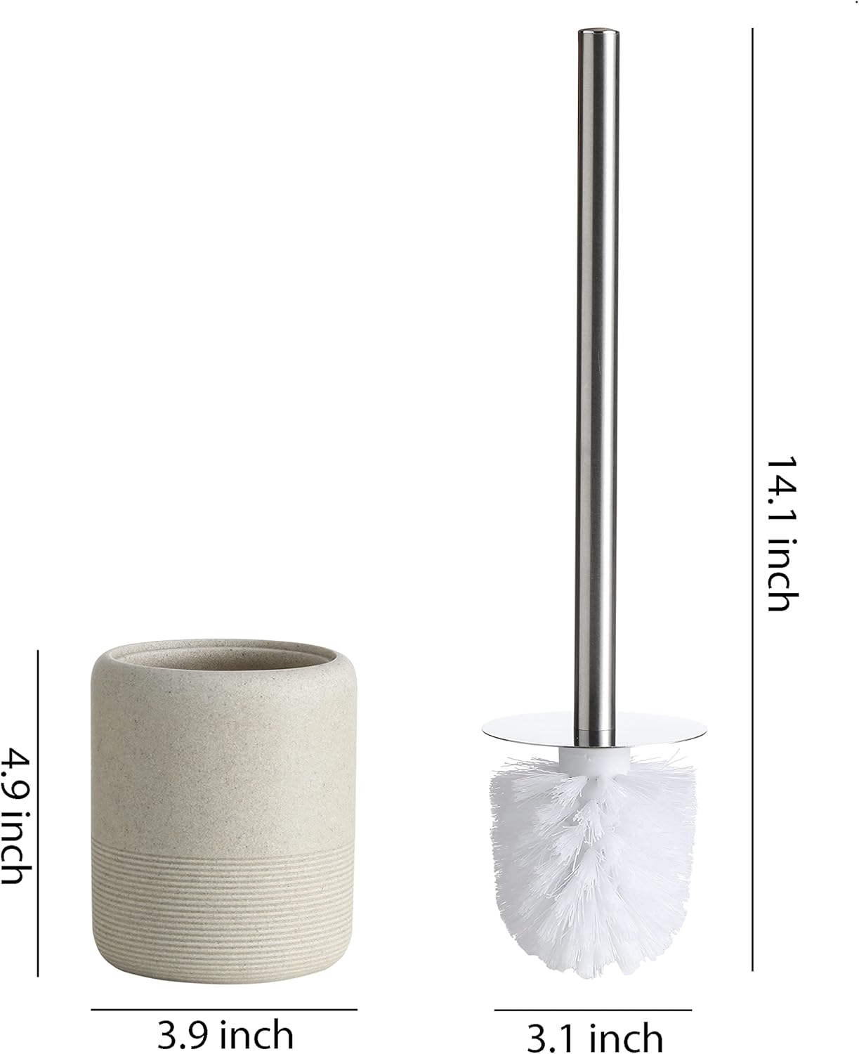 Bathroom Accessory Toilet Brush and Holder (Beige)