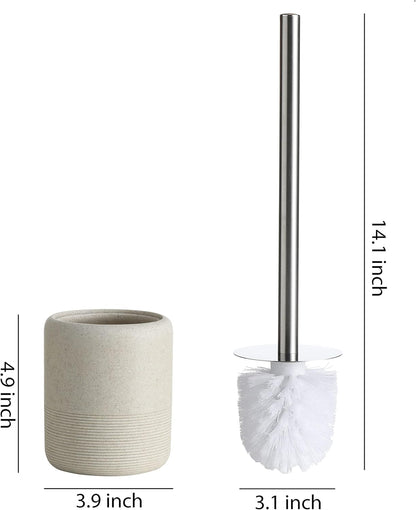 Bathroom Accessory Toilet Brush and Holder (Beige)