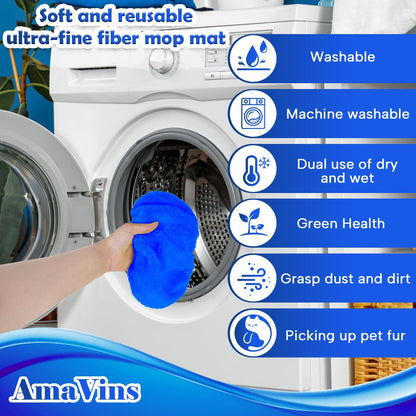AmaVins 5 Pack Reusable Microfiber Mop Pads Compatible with Swiffer Sweeper Mop, Wet and Dry Flat mop Cover, Washable Mop Pads for Surface/Hardwood Floor Cleaning (Mop is Not Included)