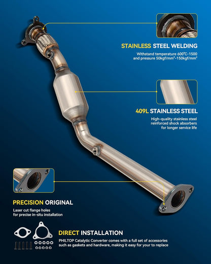 PHILTOP Left and Right Catalytic Converter Replacement For 2005-2010 300 2.7/3.5L V6 RWD, 2006-2010 Charger 2.7/3.5L V6 RWD, 2005-2008 Magnum 2.7/3.5L V6 RWD Replace 55434, 55433 (EPA Compliant) - Colors B