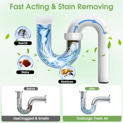 MOSAMNI Drain Clog Remover, 268g Solid Pipe Cleaner Particle, Fast Acting Drain Cleaner for Kitchen Sinks, Bathtubs & Showers