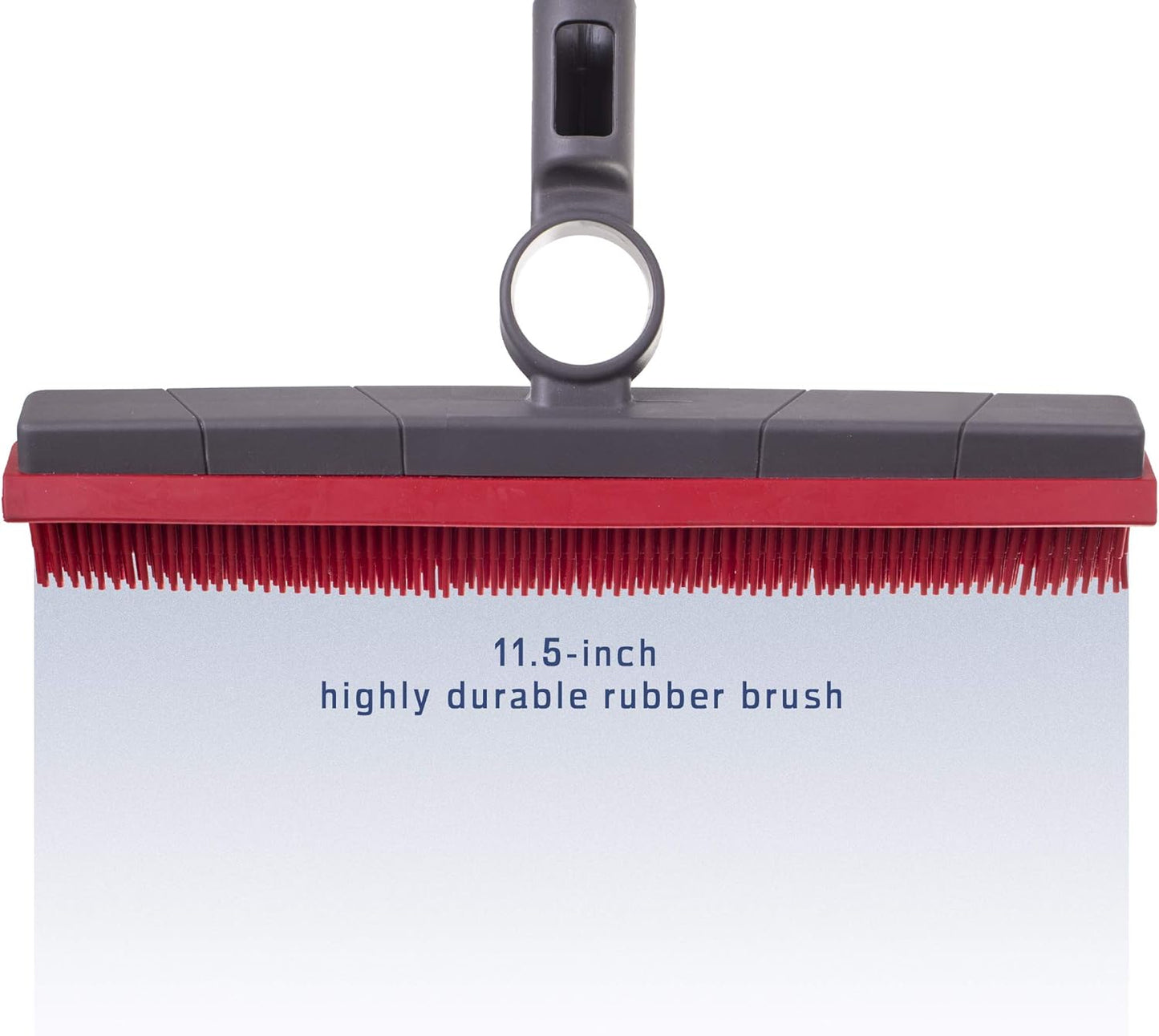 Premium Rubber Floor Brush with 11.5-Inch Squeegee & Stainless Steel Handle - for Carpets & All Surfaces - Pet Hair Fur Remover Broom - Extendable up to 56 Inches