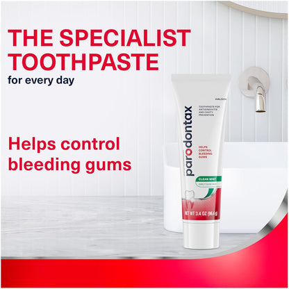 Parodontax Toothpaste for Bleeding Gums, Gingivitis Treatment and Cavity Prevention, Clean mint - 3.4 Ounces