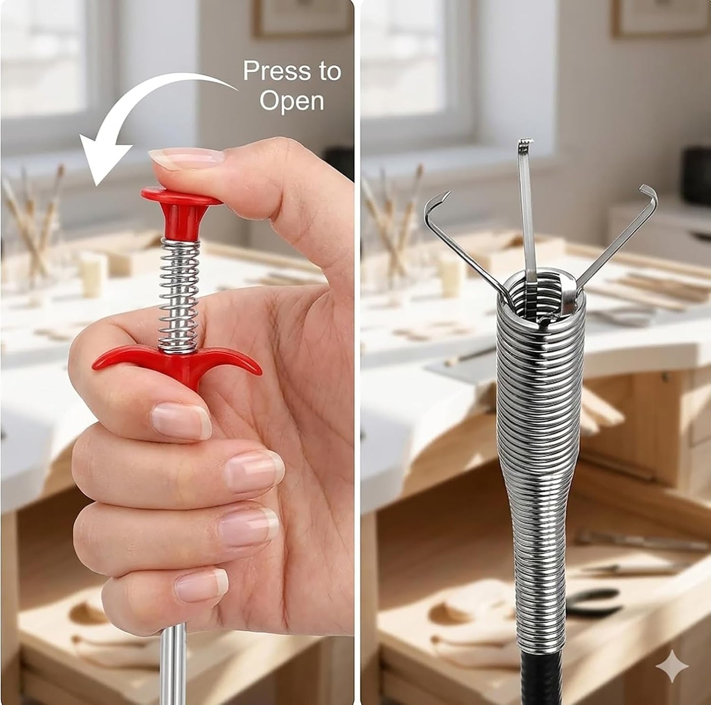 Drain Clog Remover Snake Tool for Hair and Debris, Unclog Toilet, Sink, Shower, Bathtub, Sewer