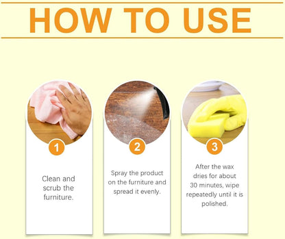 Natural Beeswax Repairing and Care Spray – Beeswax Wood Polish & Cleaner, Furniture Polish Spray, Wood Conditioner & Restorer for Floors, Cabinets, Tables and Wood Surfaces (1 PCS)