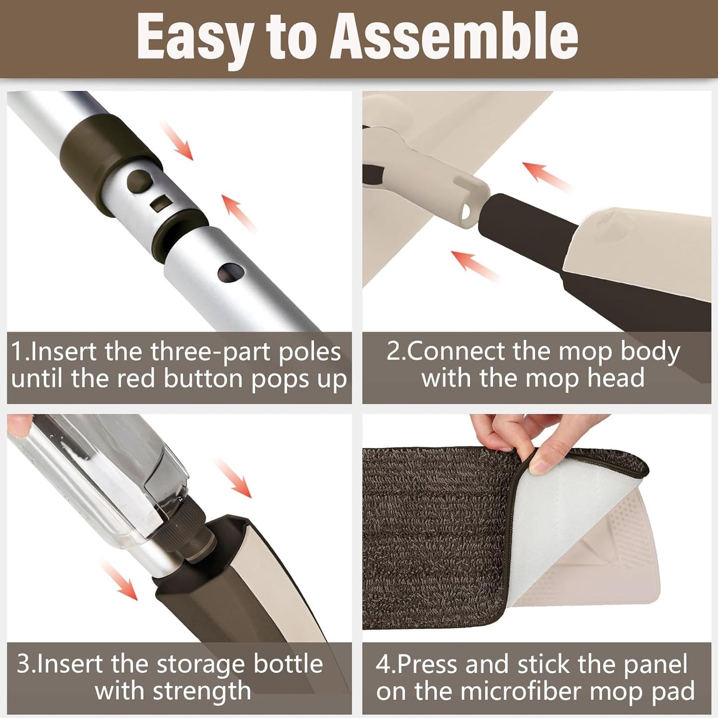 Mops for Floor Cleaning Wet Spray Mop with 14 oz Refillable Bottle and 2 Washable Microfiber Pads Home or Commercial Use Dry Wet Flat Mop for Hardwood Laminate Wood Ceramic