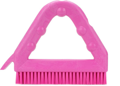 SPARTA Plastic Commercial Grout Brush, Triangle-Shaped Scrub Brush with Scraper and Two Threaded Holes for Attaching Handle (Sold Separately), 9 x 7 x 7 Inches, Gray