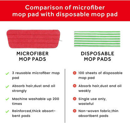 16.5 inch Mop Pads Refills, 3 Pack Microfiber Reusable Replacement Mop Pads Flat Replacements Heads for Wet Or Dry Floor Cleaning and Scrubbing, Grey Tassel Cloth