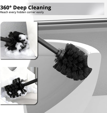 Premium 304 Stainless Steel Toilet Brush and Holder: Weighted Stable Base, Removable Inner Tube, Splash-Proof Design for 360° Thorough Cleaning & Space-Saving Storage,Nickel