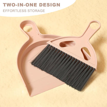 Mini Broom and Dustpan Set Small Broom with Dustpan Combo Set Portable Cleaning Tools for Home Office RV Learning Camping (White+Grey)