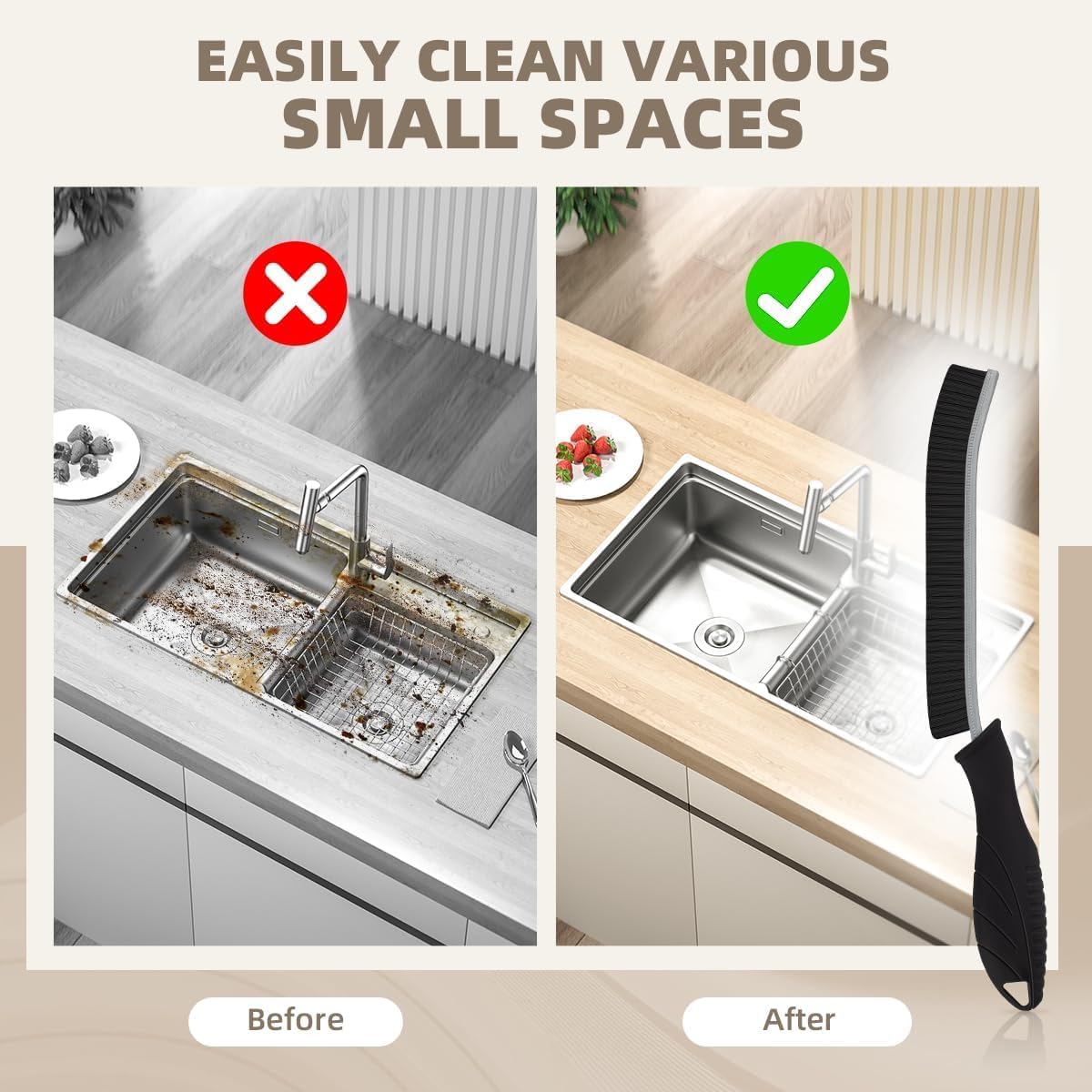 SXhyf Hard Bristle Crevice Cleaning Brush - Multifunctional Gap and Grout Brush for Bathroom, Kitchen, Window and Vehicle (3, White)
