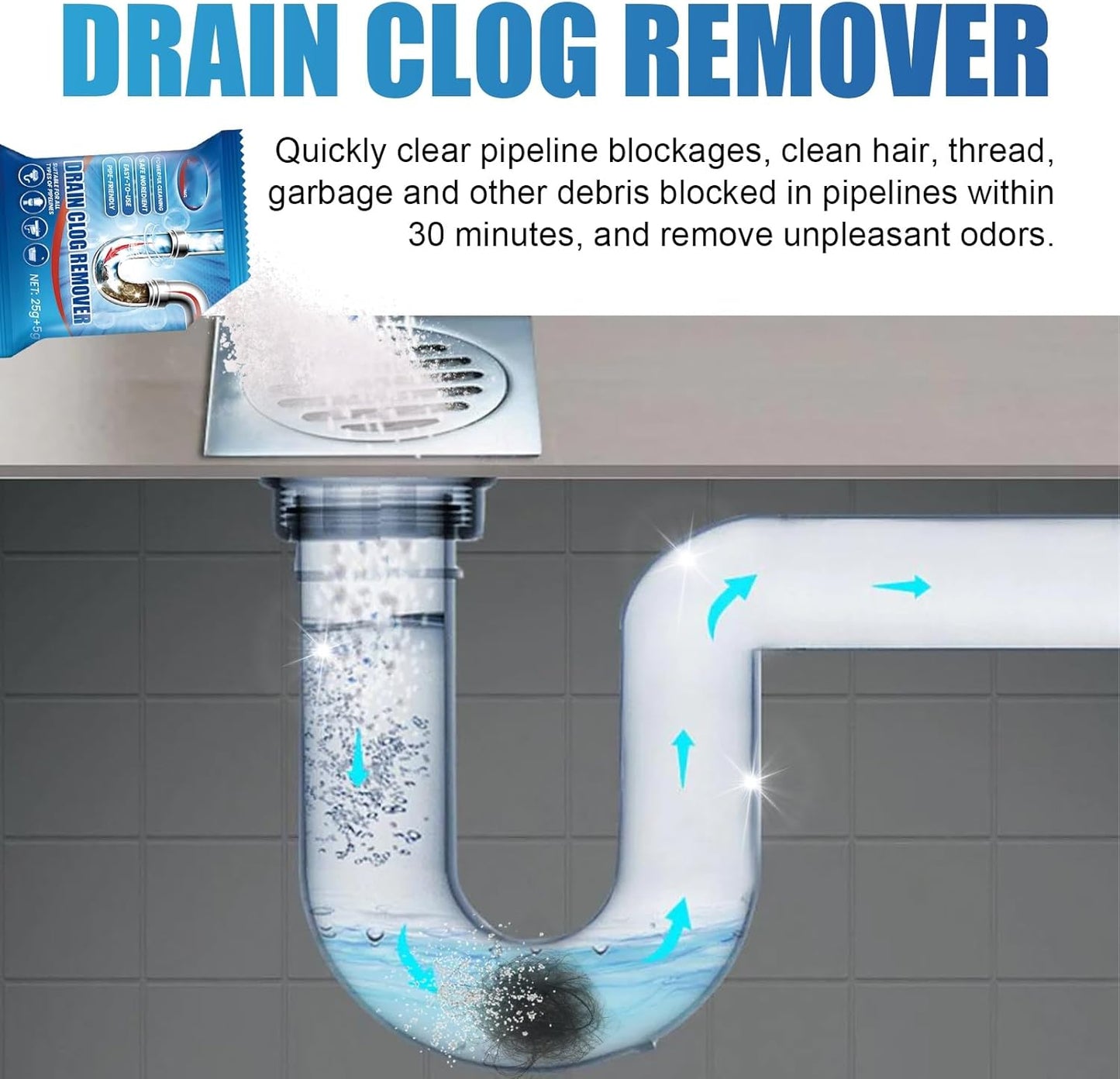 Enzyme-Powered Drain Clog Dissolver | Fast-Acting Pipe Cleaner for Hair, Soap Scum & Organic Waste | Septic-Safe Toilet Clog Remover Gel | 30-Minute Formula (6 Pack, 180g Each)