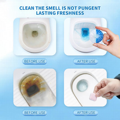 2-in-1 Toilet Cleaning Tablets (48 Pack) - 16 Effervescent Toilet Bowl Stain Remover and 32 Blue White Toilet Tank Cleaner Tablets - Limescale Removal for Septic System