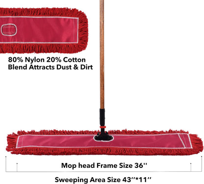 Matthew Cleaning 24'' Industrial Strength Cotton Dust Mop Refill Washable Replacement Heads for Residential & Commercial Use Fit Standard Dust Mop Frames, Hardwood, Laminate, Concrete Floors 3 Pack