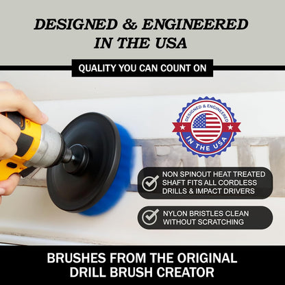 Drillbrush Drill Brush Attachment Set for Bathroom Cleaning – Power Scrubber Brush Kit for Tub, Tile, Shower, and Grout – All-Purpose Household Cleaning Brushes for Drill - Electric Grout Cleaner Kit