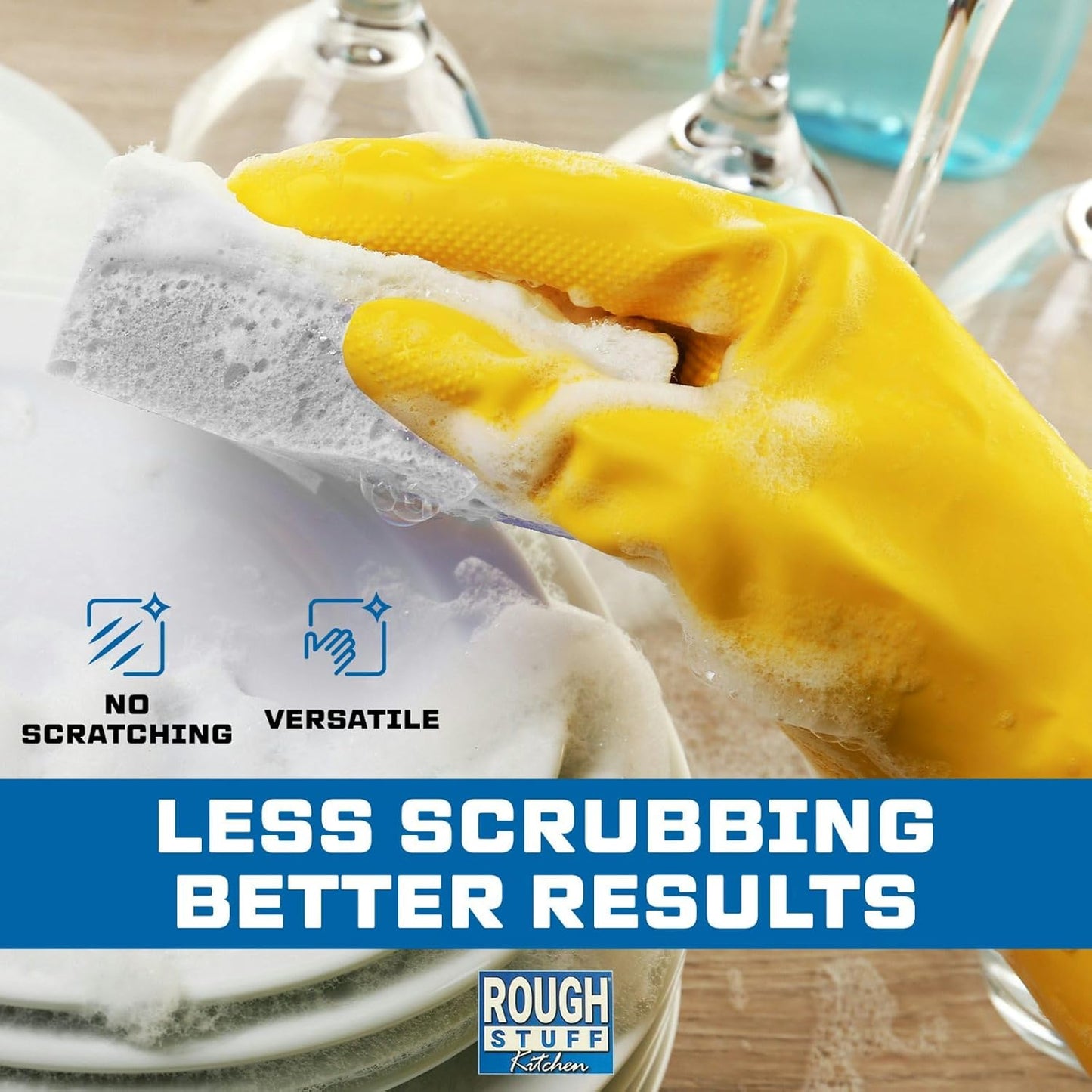Kitchen Magic Cleaning Eraser Sponge Foam Pads, Non-Scratch Scrub Sponge for All Surfaces, Kitchen-Bathroom-Furniture-Leather-Car, Add Water to Erase All Dirt, Melamine - Universal Cleaner, 6 Count
