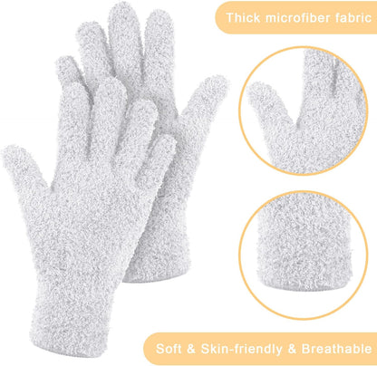 Patelai 3 Pairs Microfiber Plant Dusting Gloves Leaf Cleaning Gloves for Indoor Plants, Blinds, Furniture, House (Green Yellow,Blue,Pink,Medium)