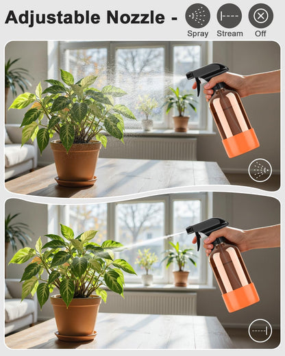 Bontip Amber Glass Spray Bottle with Silicone Sleeve Protection, 16 oz Refillable Spray Bottles for Cleaning Solutions, Plants, Aromatherapy, Facial Hydration (1, Black, 16 oz)