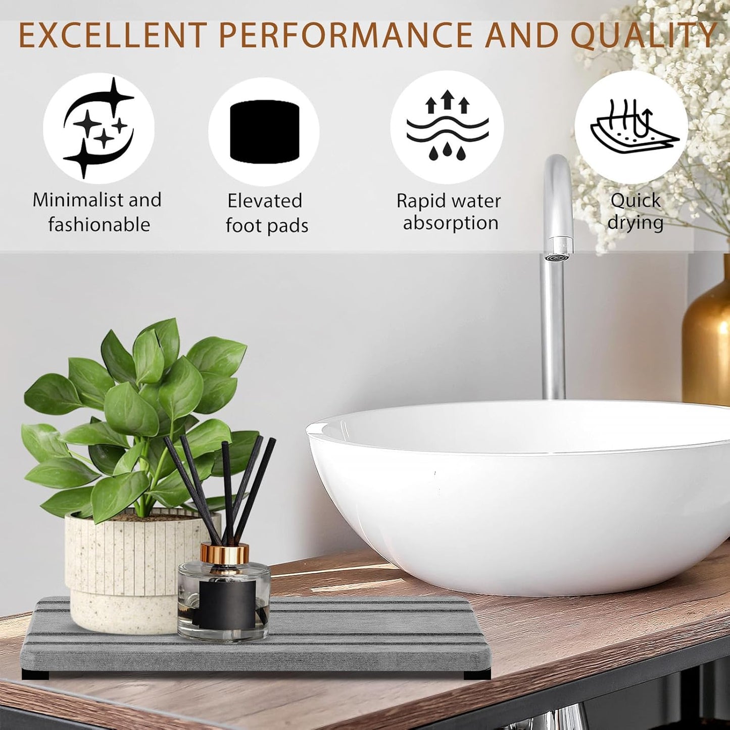 3PCS Water Absorbing Stone Tray, Fast Drying Stone Sink Tray, Stones Soap Trays, Water Absorbent Diatomite Trays, Diatomite Coasters for Kitchen Sink Bathroom Counter, Hand Soap Dish & Holders