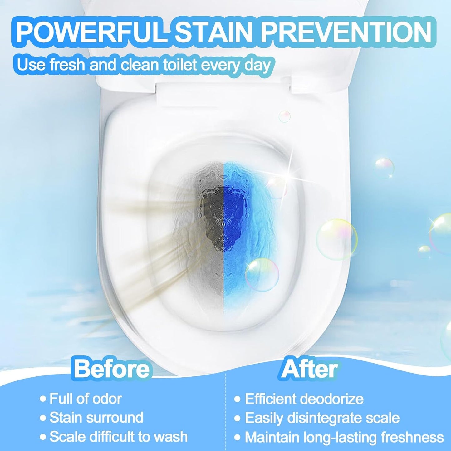 KIISIISO Toilet Bowl Cleaners-6 Pack, Automatic Toilet Tank Cleaner Tablets in Bottles, Long-Lasting Powerful Cleaning, Prevents Bathroom Stain & Odors Build Up, Septic Safe, Blue Water